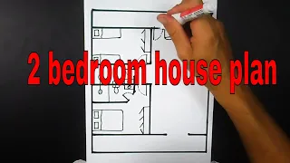 how to draw 2 bedroom house plan step by step