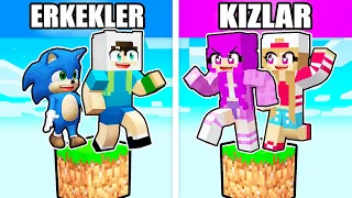 ERKEKLER TEK BLOK VS KIZ HAYRANLARIM TEK BLOK - 😨 Minecraft