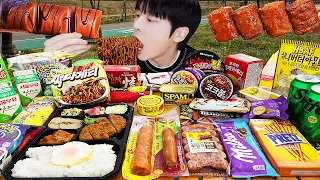 ASMR MUKBANG | Convenience store (Hotdog, Triangular Kimbap, Fire noodles, Sausage) Random Eating