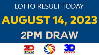 AUGUST 14 2023 2pm Lotto Result Today