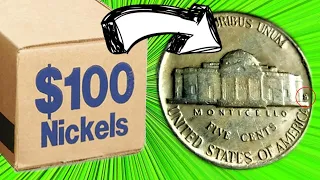 I FOUND THIS RARE "S" MINT COIN IN A $100 BOX OF NICKELS! COIN ROLL HUNTING NICKELS | COIN QUEST