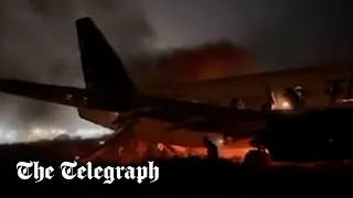 Boeing 737 skids off runway and sets on fire at Senegal airport