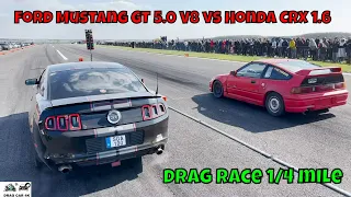 Ford Mustang GT 5.0 V8 vs Honda CRX 1.6 drag racing 1/4 mile 🚦🚗 - 4K UHD