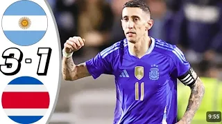 Argentina vs Costa Rica 3-1- All Goals & Highlights - 2024 Di Maria Freekick