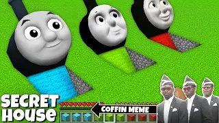 I found Secret THOMAS and FRIENDS HOUSE UNDERGROUND in Minecraft - Coffin Meme ! Percy and James