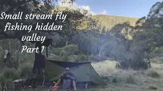 Small stream FLY FISHING in HIDDEN VALLEY & TARP CAMPING UNDER THE MOONLIGHT. Victorian high country