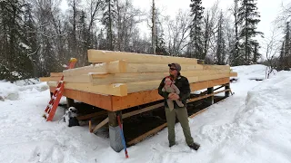 Stacking Logs & Finishing The Floor For The Off-Grid Cabin