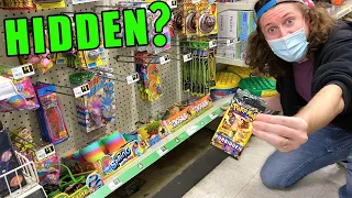 HIDDEN POKEMON CARDS FOUND UNDER DOLLAR STORE SHELF! (opening it)