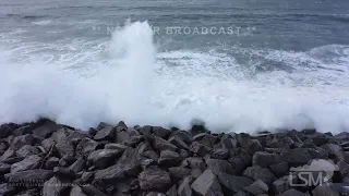 02-22-2023 Westport, WA  - Big waves coming over seawall