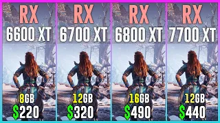 RX 6600 XT vs RX 6700 XT vs RX 6800 XT vs RX 7700 XT - Test in 12 Games