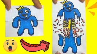 Funny Blue Rainbow Friends Easy Paper Craft Ideas | Roblox Rainbow Friends Story