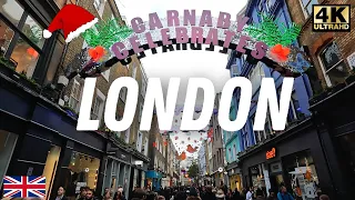 【4K】CARNABY STREET & REGENT STREET LONDON CHRISTMAS WALK 4K🎄❄️ ⛄️