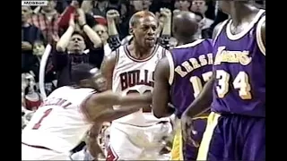 NBA On TNT - Lakers @ Bulls 1996 Great OT Game! Jordan Pippen Kukoc Rodman Shaq Van Exel Jones