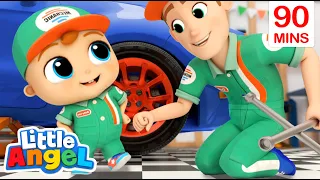 Baby John Becomes a Car Mechanic | Job and Career Songs | Little Angel Nursery Rhymes for Kids