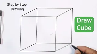 How to draw a cube easy step by step | Cube easy step by step drawing