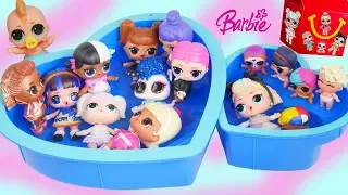 LOL Surprise Doll Play Video with Pool Party Dollhouse Slime !