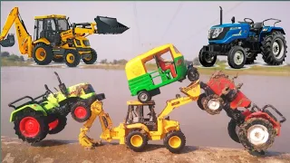 Tata Tipper Truck Accident Pulling Out JCB 5CX And HMT Tractor Swaraj Tractor ? Cartoon Jcb | CS Toy