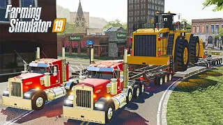 TANDEM HEAVY HAULING A MASSIVE CAT WHEEL LOADER - UMRV FS19 Multiplayer Trucking