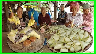 Khmer Traditional Cake(Nom Katom)! My Grandma So Happy! And Make a Delicious Katom Recipe.