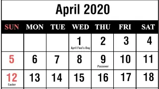 2020 April calendar latest updated | shaban & Ramadan Islamic months