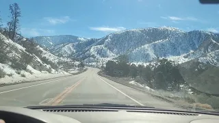 Winter scenic drive along the Angeles Crest Highway to Wrightwood California