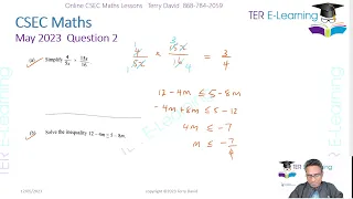 CSEC Maths - May 2023 Solutions (Terry David)