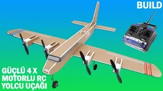 How To Make A RC Cargo Airplane with Powerfull 4 Motors. From Foamboard.