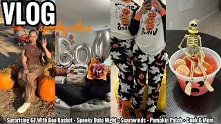 VLOG | Surprising GF With Boo Basket + Spooky Date Night + Scarowinds + Pumpkin Patch + Cook & More