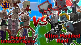 Can the Fungal Infection Defend against a Kaizo Modded Raid | Minecraft Mob Battle
