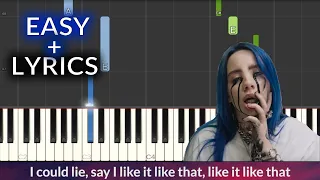 Billie Eilish - when the party's over EASY Piano Tutorial + Lyrics