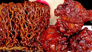 ASMR BLACK BEAN NOODLES SPICY FIRE FRIED CHICKEN 직접 만든 양념치킨 짜파게티 먹방 MUKBANG EATING SOUNDS| ZOEY ASMR