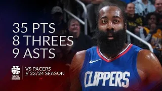 James Harden 35 pts 8 threes 9 asts vs Pacers 23/24 season