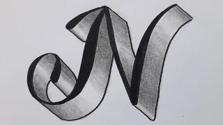 3d Drawing Letter N On Paper For Beginners / How To Write Easy Art With Marker And Pencil