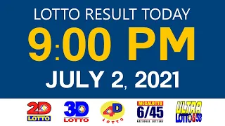 Lotto Results Today July 2 2021 9pm Ez2 Swertres 2D 3D 4D 6/45 6/58 PCSO