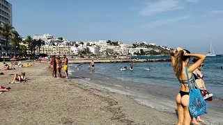 IBIZA BEACH. LIVE WALKING TOUR, 4K LIFE, SPAIN.