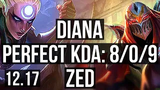 DIANA vs ZED (MID) | 8/0/9, Legendary, 1.1M mastery | EUW Master | 12.17