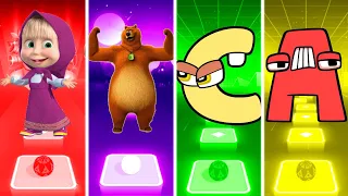 Masha and the Bear Vs Grizzy and the Lemmings Vs ALPHABET LORE Vs Alphabet Lore - Tiles Hop EDM Rush