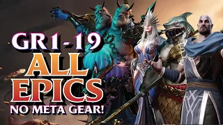 Dominate Gear Raid 1 Stage 19 using only epics and NO meta sets! | Watcher of Realms