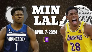 NBA Season : Los Angeles Lakers vs Minnesota Timberwolves Full Game Highlights | April 7, 2024