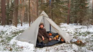 Зимний тест титановой печи. Поход в зимний лес с ночевкой.