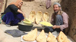 Baking Tandoori Bread with Traditional Dishes in the Cave by an Old Loving Couple | Afghani Village