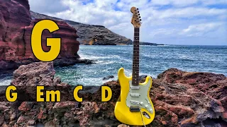 G Major Melodic Hard Rock Guitar Backing Track | 4 chords G Em C D