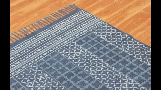 Handmade rug Hand block print rug Indian cotton rug Area rug STK=46