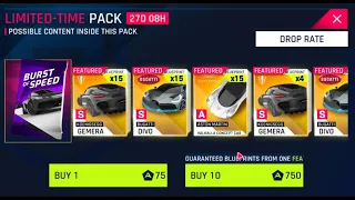 Burst Of Speed 20 card packs in Asphalt 9