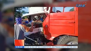 UB: Driver at pahinante ng closed van, sugatan matapos makabanggaan ang isang truck