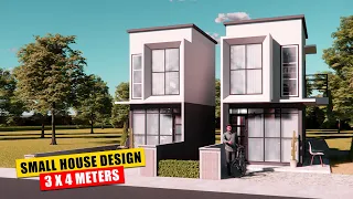 Small house design 3x4 meters industrial design with garden and balcony