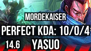 MORDEKAISER vs YASUO (TOP) | 10/0/4, Legendary, 500+ games | NA Diamond | 14.6
