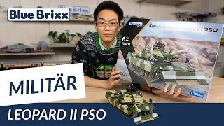 Leopard II PSO in neuem Design im Maßstab 1:30 mit 1.222 Teilen BlueBrixx Pro Panzer der Bundeswehr