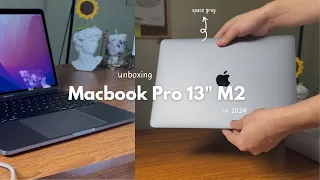 Macbook Pro 13 inch M2 Unboxing in 2024 | Space Gray | Touch bar