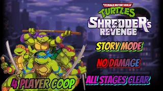 TMNT: Shredder's Revenge - 4 Player Coop NO DAMAGE Challenge Complete [World First!]